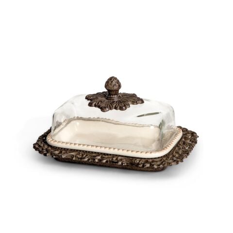Acanthus Glass Dome Butter