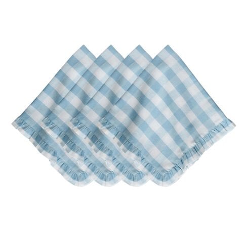 Gingham Ruffle Napkin Set/4 - Ocean