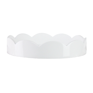 Dalgalı Kenarlı Beyaz Lake Servis Tepsisi