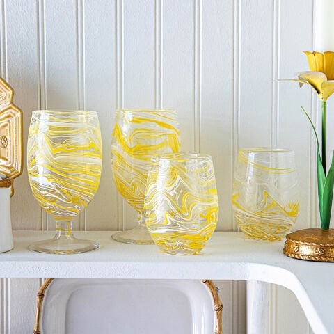 Puro Marbled Goblet - Yellow
