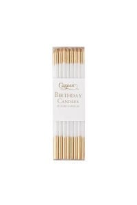 Slim Birthday Candles in White & Gold - 16 Candles Per Package