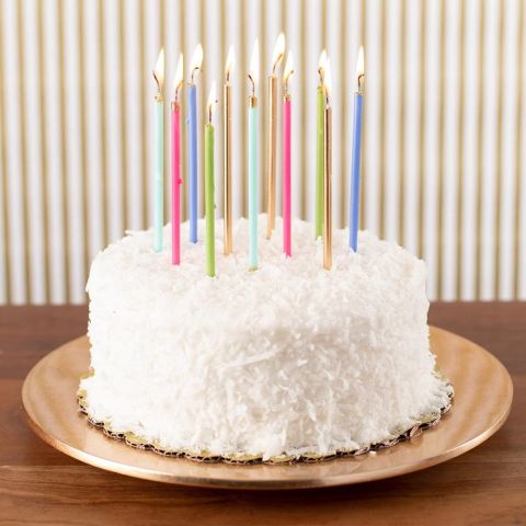 Slim Birthday Candles in French Blue & Gold  16 Candles Per Package