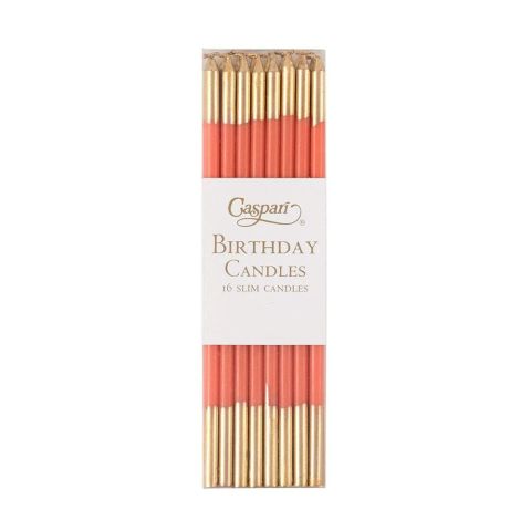 Slim Birthday Candles in Orange & Gold  16 Candles Per Package