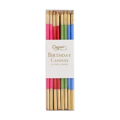 Slim Birthday Candles in Mixed Brights  16 Candles Per Package