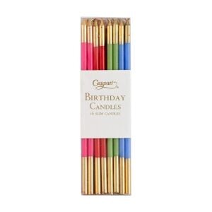 Slim Birthday Candles in Mixed Brights  16 Candles Per Package
