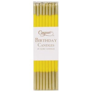 Birthday Slims Birthday Candles in Soft Yellow & Gold  16 Candles Per Box