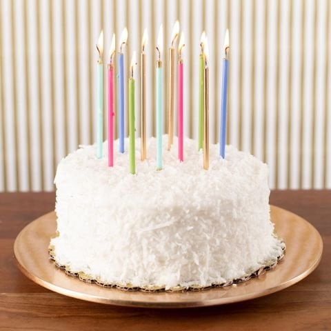 Birthday Slims Birthday Candles in Soft Yellow & Gold  16 Candles Per Box