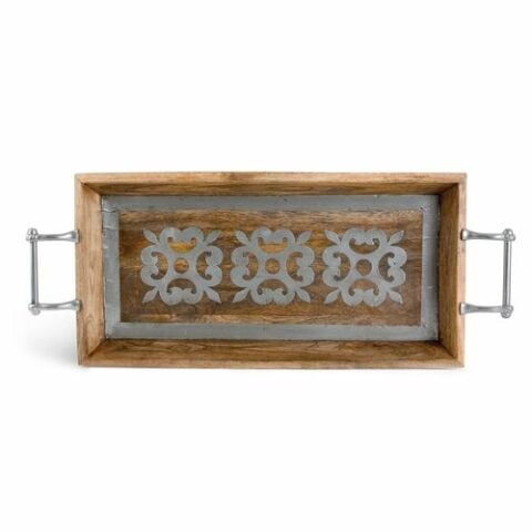 Wood Tray With Metal