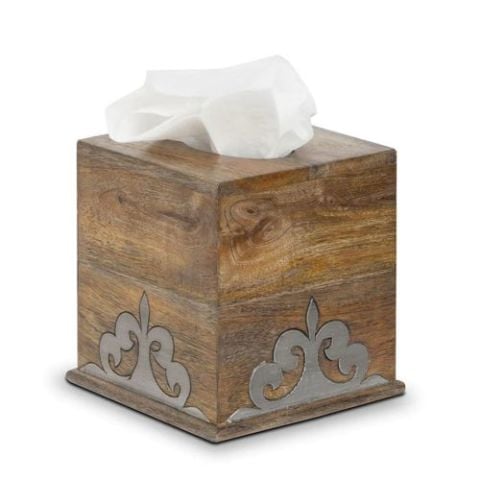 Wood and Metal Tissue Box