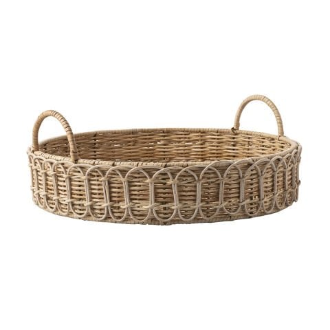 Provence Rattan 16'' Circle Tray - Whitewash