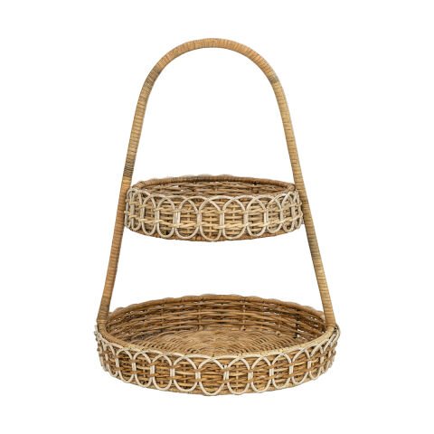 Provence Rattan Two Tiered Server - Whitewash
