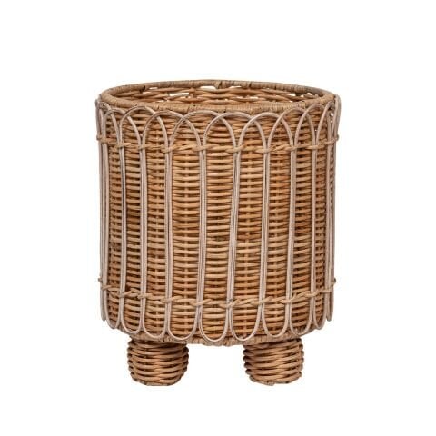 Provence Rattan 8'' Round Planter - Whitewash