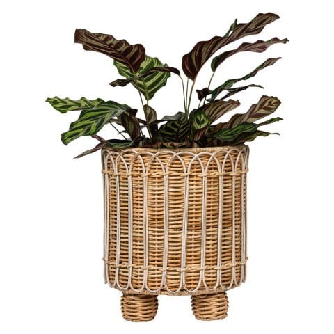 Provence Rattan 8'' Round Planter - Whitewash