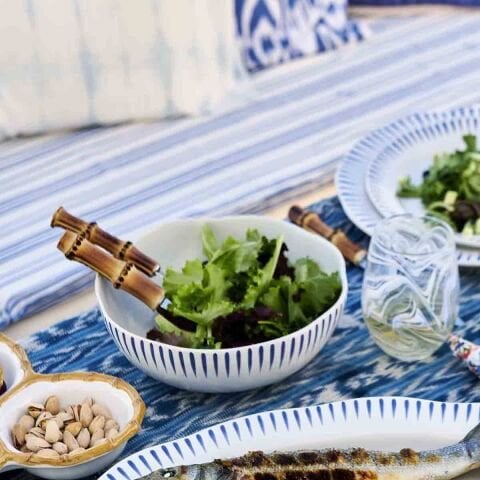 Sitio Stripe 4pc Place Setting - Delft Blue (STS01/44, STS02/44, STS07/44, STS08/44)