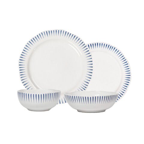 Sitio Stripe 4pc Place Setting - Delft Blue (STS01/44, STS02/44, STS07/44, STS08/44)