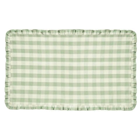 Gingham Ruffle 60'' x 120'' Tablecloth - Seagrass