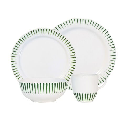 Sitio Stripe 4pc Place Setting - Basil (STS01/29, STS02/29, STS07/29, STS46/29)