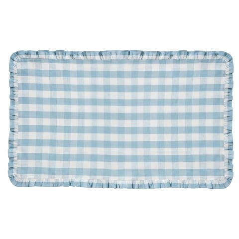 Gingham Ruffle 60'' x 120'' Tablecloth - Ocean