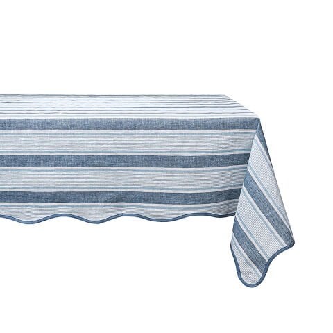 Cabana Stripe 60'' x 120'' Tablecloth - Ocean