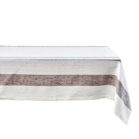 Danish Stripe 60'' x 120'' Tablecloth - Taupe
