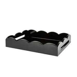Black Medium Lacquered Scallop Serving Tray