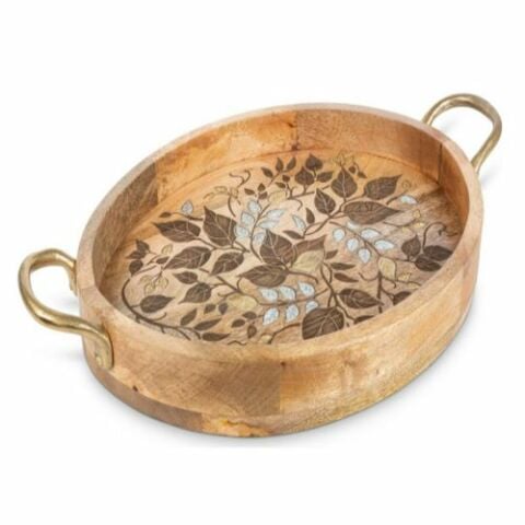 Inlay/Laser Leaf Tray; Gld Hdl