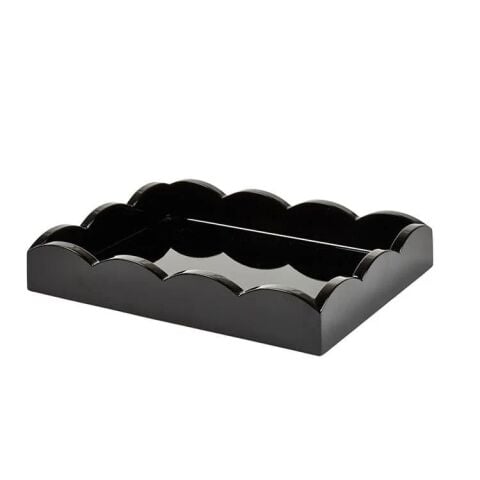 Black Small Lacquered Scalloped Tray