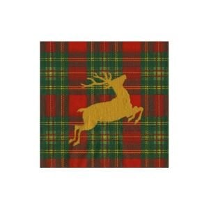 Reindeer Tartan Red Cocktail Napkins - includes 20 Cocktail Napkins