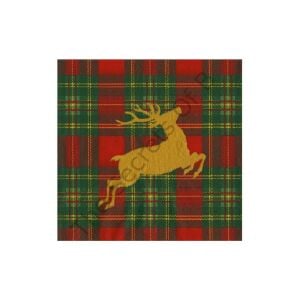 Reindeer Tartan Kırmızı Kokteyl Peçetesi 20 Kokteyl Peçetesi