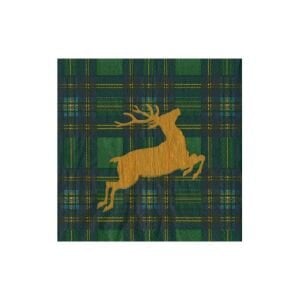 Reindeer Tartan Green Cocktail Napkins - includes 20 Cocktail Napkins