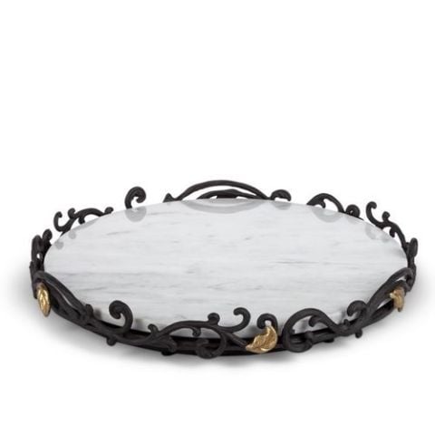 Marble lazy Susan w/Mtl Bse