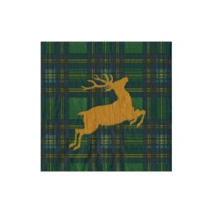 Reindeer Tartan Yeşil Kokteyl Peçetesi 20 Kokteyl Peçetesi