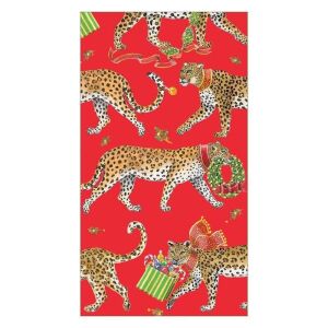Kırmızı Christmas Leopard Misafir Peçetesi 15li Paket