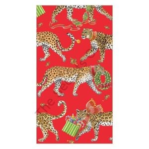 Kırmızı Christmas Leopard Misafir Peçetesi 15li Paket