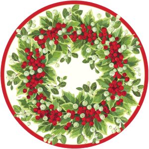 Holly And Berry Wreath Hardback Placemat - 4 count