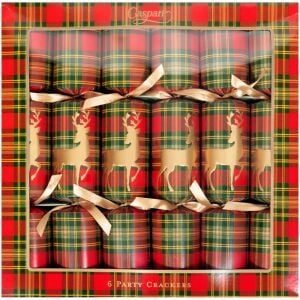 Reindeer Tartan Celebration Crackers - includes 6 Celebration Crackers