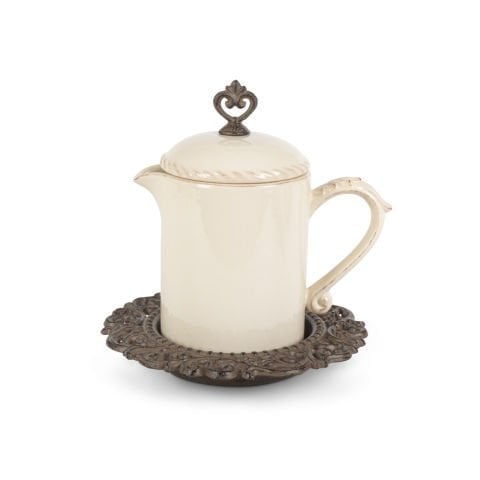 Stonewr Sauce Jar w/ Metal Bse