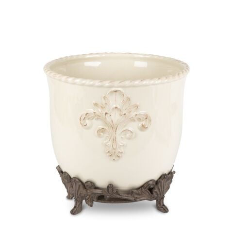 Stoneware Planter on Metal Bse