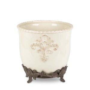 Stoneware Planter on Metal Bse