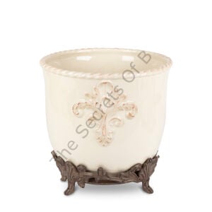 Stoneware Planter on Metal Bse