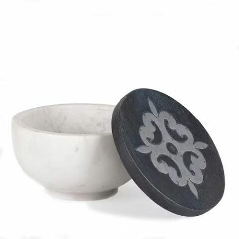 BW Marble/Wd Lid Smal Canister