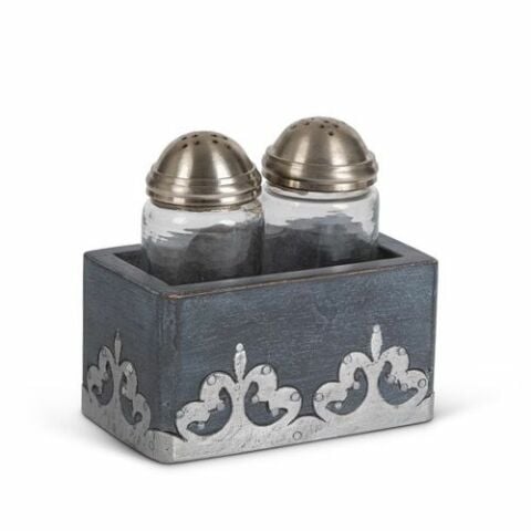 BW wood/mtl inlay Salt&Pepper