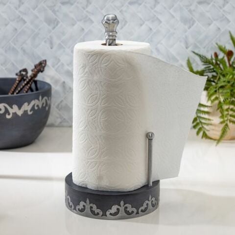 BW wood/mtl inlay Towel Holder