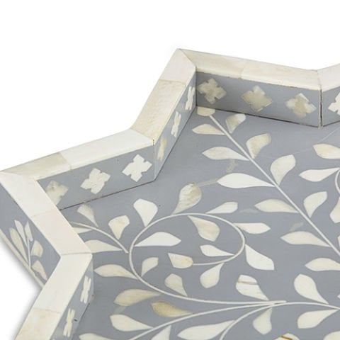 Gray mother of pearl inlaid star tray