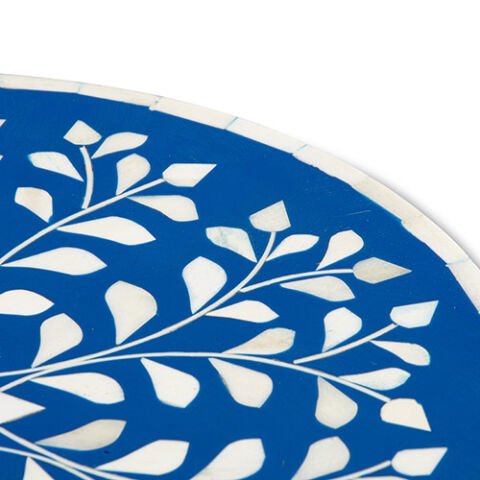 Blue floral pattern mother-of-pearl inlay cake stand