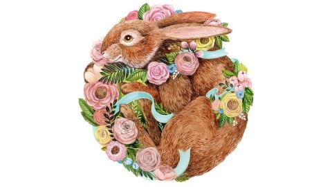 Die Cut Bunny Bouquet Placemat - 12 Sheets