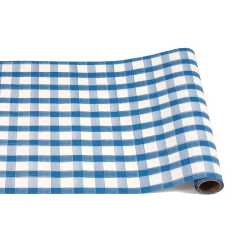 Blue Painted Check Runner - 20'' x 25'