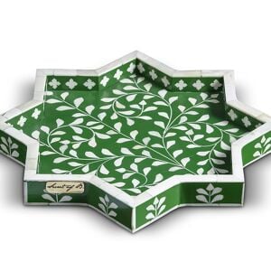 Green mother-of-pearl inlaid star tray