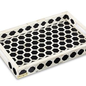 Black honeycomb patterned tray with handle