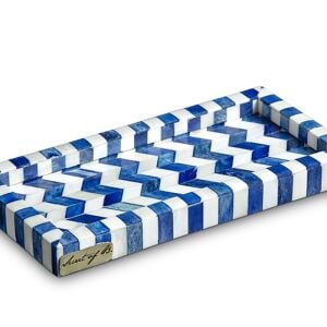 Blue white wave pattern tray